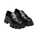 Prada Monolith Brushed Leather Loafers Black 2De129 B4L F0002
