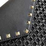 Valentino Garavani Rockstud Raffia Clutch Bag In Black 28Cm - Image 8