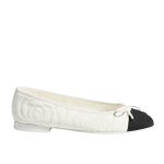 Chanel Ballet Flats Embroidered Fabric And Grosgrain White Black G02819 B21026 U1898 - Image 8