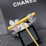 Chanel Cc Crystal Stud Earrings Metal Silver - Image 6