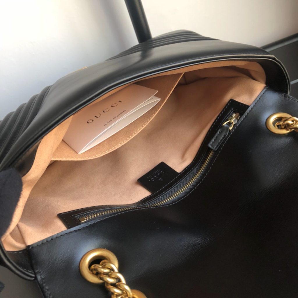 Gucci Marmont Medium Matelassé Shoulder Bag Black 26cm 443496 DTDIT 1000 - Image 9