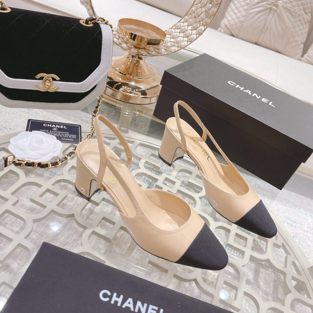 Chanel Slingbacks Grosgrain Beige & Black G31318 Y50006 C8378 - Image 3