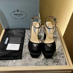 Prada High Heeled Satin Sandals Black 1Xp48B 049 F0002 F 135 - Image 3