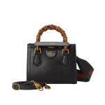 Gucci Diana Small Tote Bag Black Leather 20cm ‎702732 U3ZDT 1073