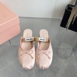 Miumiu Satin Ballerina Mules Orchid Pink 5F451E Qu6 F0615 F 005 - Image 4