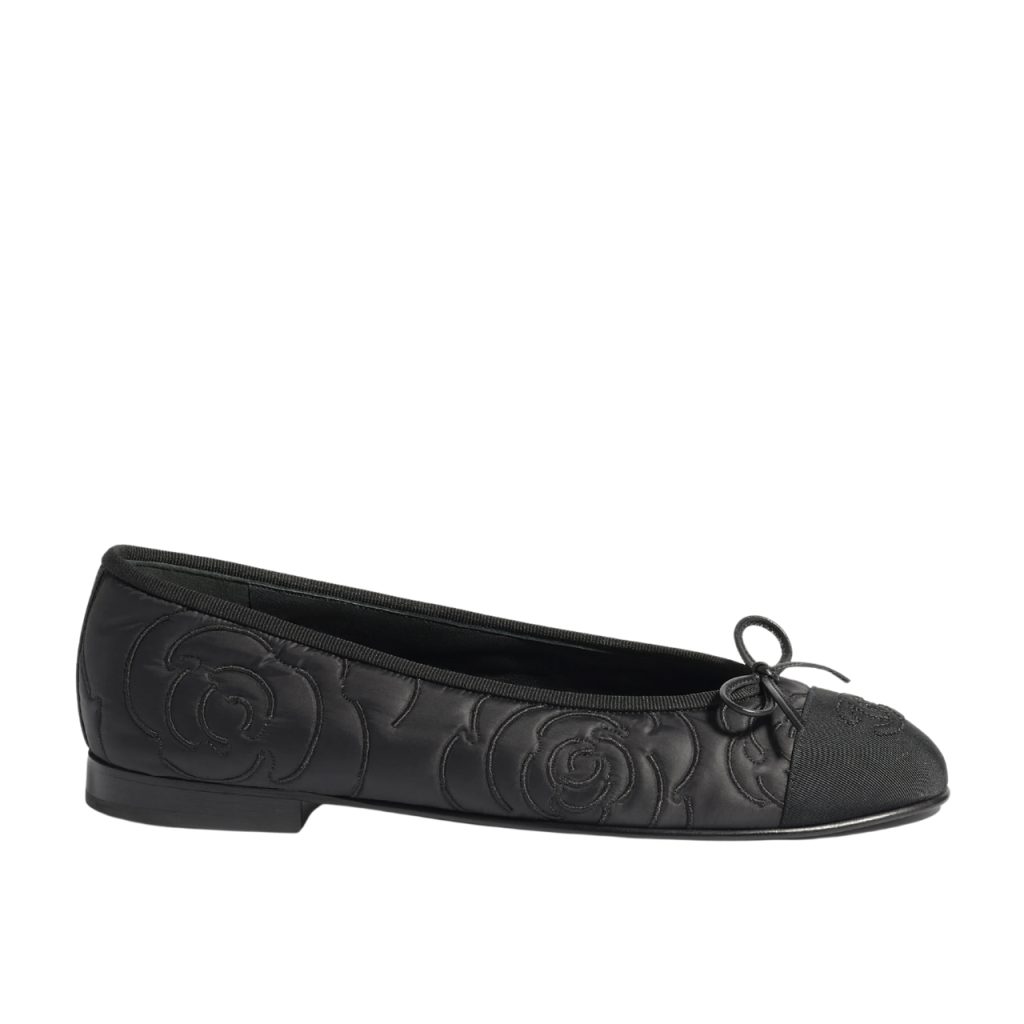 Chanel Ballet Flats Embroidered Fabric And Grosgrain Black G02819 B21026 94305 - Image 2