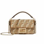 Fendi Baguette Mini Ff Jacquard Fabric Bag Beige 21cm