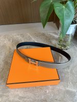 Hermes Mini H Belt Buckle And Reversible Leather Strap Silver Grey 24mm H079645ck05 - Image 3