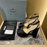 Prada High Heeled Satin Sandals Black 1Xp48B 049 F0002 F 135 - Image 5