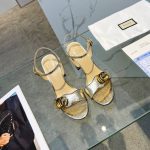 Gucci Metallic Laminate Mid Heel Sandal Gold 453379 Dkt00 7100 - Image 7