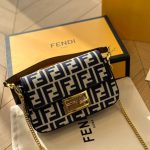 Fendi Baguette Mini FF Jacquard Fabric Bag Navy Blue 21Cm - Image 3