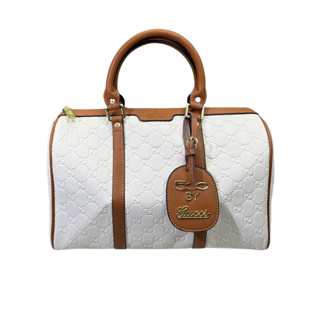 Gucci Tote Bag Canvas Leather Crossbody Handbag White 33cm - Image 2