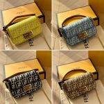 Fendi Baguette Mini Ff Jacquard Fabric Bag Beige 21cm - Image 11