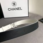 Chanel Leather Belt With Cc Pearl And Silver Tone Metal White 3Cm - Image 5