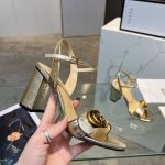 Gucci Metallic Laminate Mid Heel Sandal Gold 453379 Dkt00 7100 - Image 4