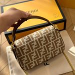 Fendi Baguette Mini Ff Jacquard Fabric Bag Beige 21cm - Image 5