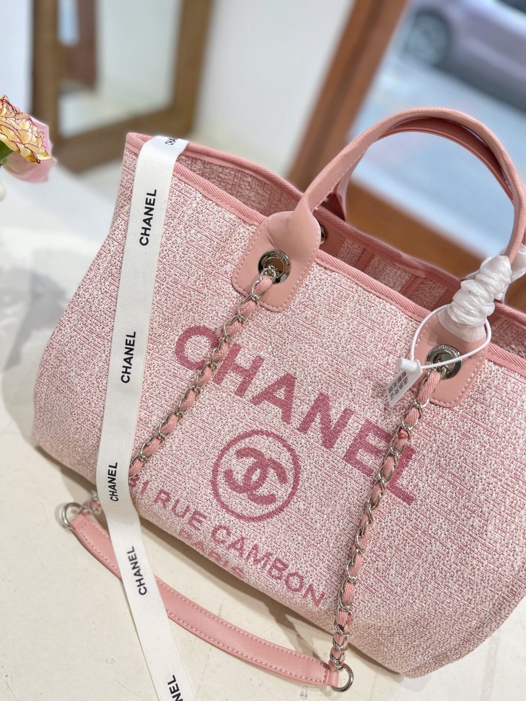 Chanel Deauville Shopping Tote Bag Pink 37Cm - Image 4
