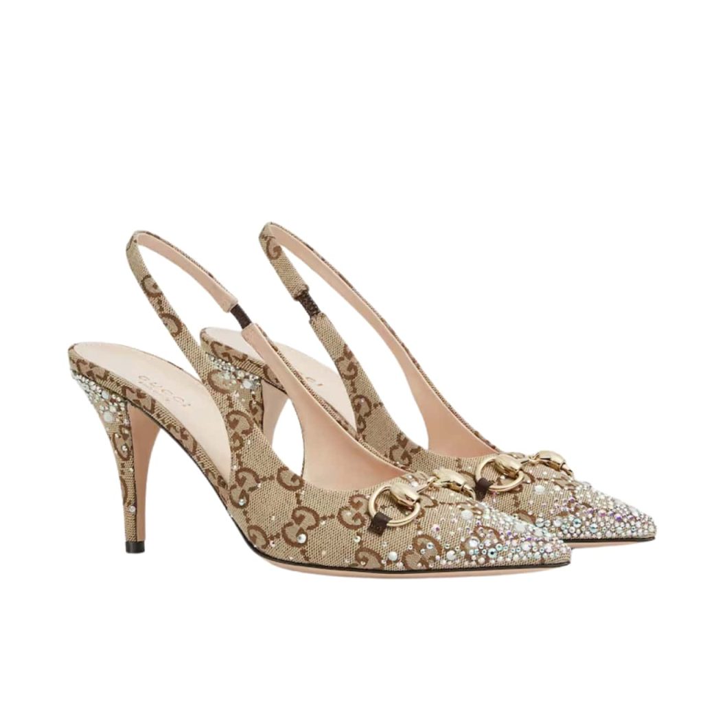 Gucci Women's Horsebit Pump Gg Canvas Beige And Dark Brown 812176 Fad21 2549 - Image 2