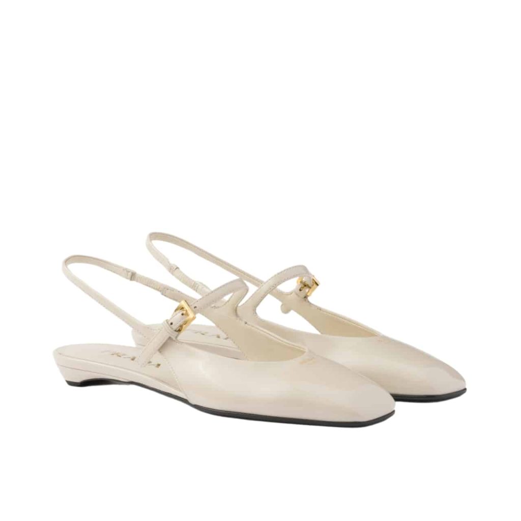 Prada Patent Leather Slingback Ballerinas Ivory 1f828n 069 F0304 F 015 - Image 2