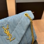 Saint Laurent Loulou Puffer Small Shoulder Bag In Blue Denim 28Cm - Image 3