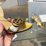 Gucci Metallic Laminate Mid Heel Sandal Gold 453379 Dkt00 7100 - Image 8