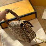 Fendi Baguette Mini Ff Jacquard Fabric Bag Beige 21cm - Image 6