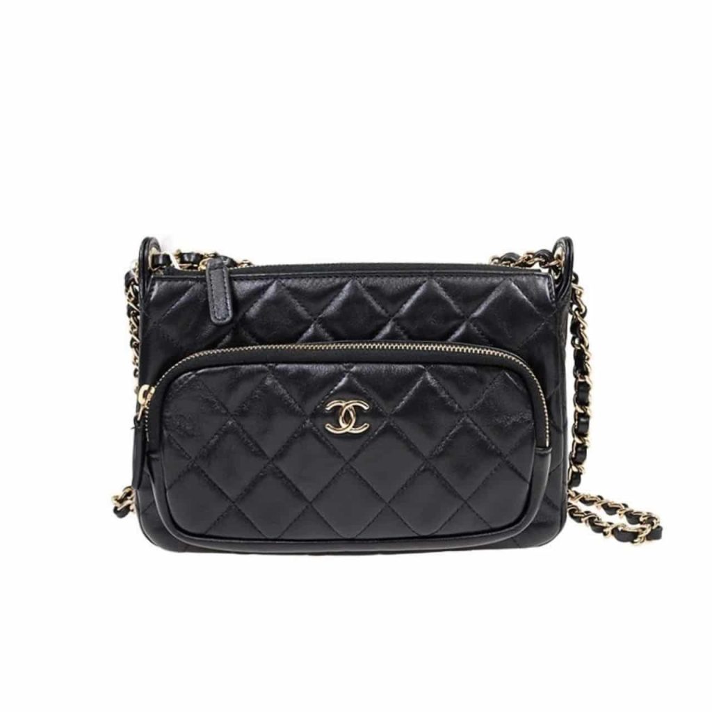 Chanel Shoulder Crossbody Bag With Chain Black 20cm - Image 2
