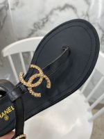 Chanel Gold CC Logo Thong Sandals Black - Image 5
