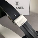 Chanel Leather Belt With Cc Pearl And Silver Tone Metal White 3Cm - Image 6