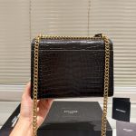 Saint Laurent Sunset Medium In Crocodile Embossed Leather Black 22cm 442906dnd0j1000 - Image 7