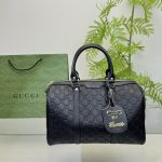 Gucci Tote Bag Canvas Leather Crossbody Handbag Black 33cm - Image 3