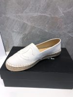 Chanel Embroidered Espadrille Leather Cap Toe Flats White - Image 7