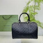 Gucci Tote Bag Canvas Leather Crossbody Handbag Black 33cm - Image 5
