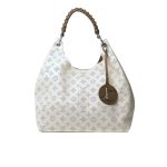 Louis Vuitton Carmel Hobo Mahina Leather White And Brown 40Cm