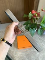 Hermes Mini H Belt Buckle And Reversible Leather Strap Silver Grey 24mm H079645ck05 - Image 6