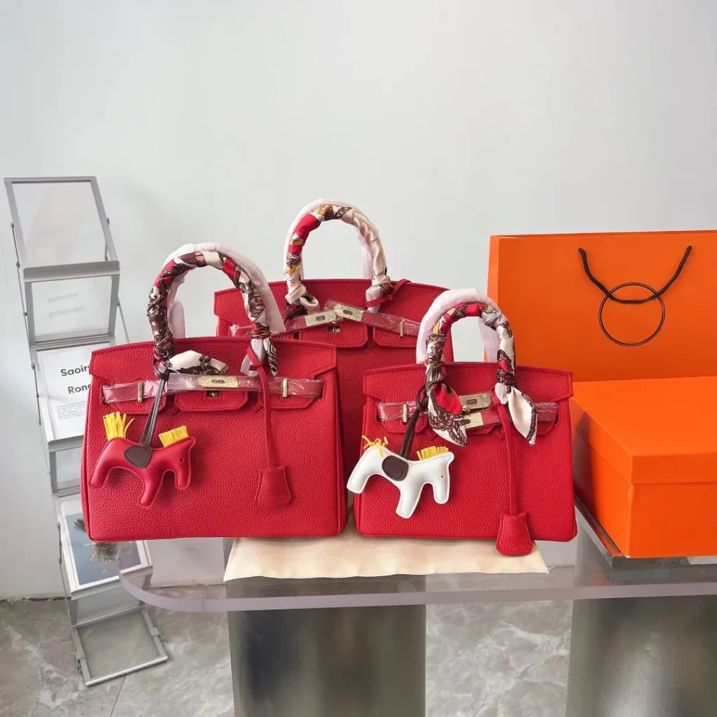 HERMES BIRKIN GOLD HARDWARE EPSOM RED 25CM - Image 3