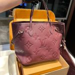Louis Vuitton Neverfull MM Monogram Empreinte Bag Wine Red 32Cm - Image 3