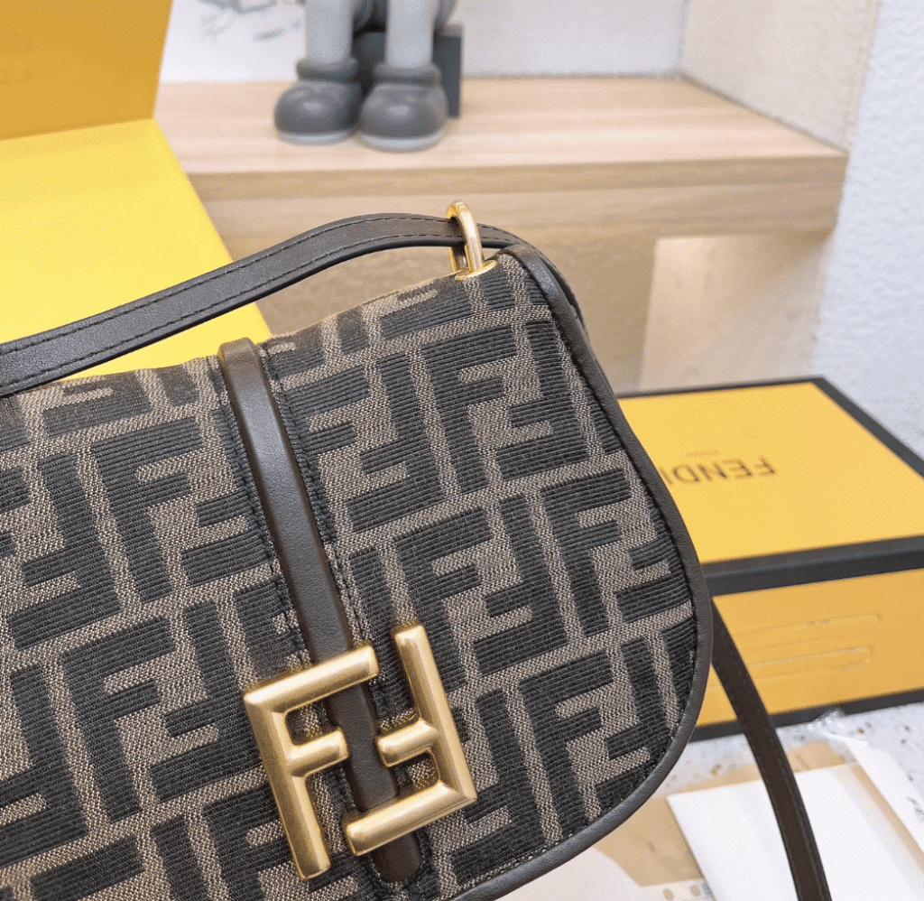 Fendi C'Mon Small Brown Ff Jacquard Fabric Bag 20Cm 8Bs082Aq08F1Mje - Image 5