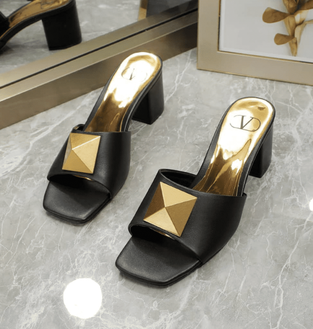 Valentino One Stud Slide Sandals Black 60Mm - Image 3