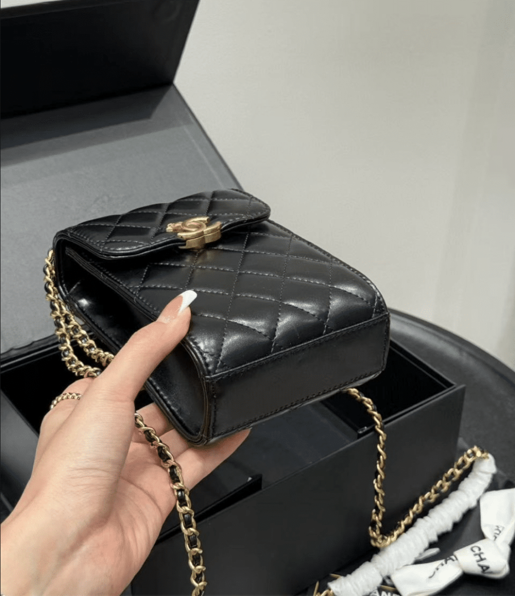 Chanel Trendy Cc Phone Holder Quilted Crossbody Bags Black 17cm - Image 5