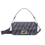 Fendi Baguette Ff Chenille Bag Dark Blue 27Cm