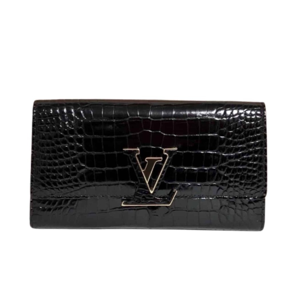 Louis Vuitton Capucines Crocodile Leather Long Wallet Black 20cm - Image 2