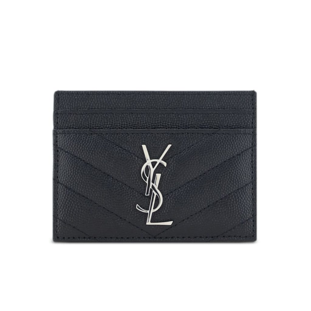 Saint Laurent Wallet Chevron And Logo Card Holders Black 10Cm - Image 2
