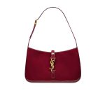 Saint Laurent Le 5 A 7 Patent Hobo Bag In Shiny Leather Wine Red 25Cm