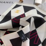 Chanel Coco Caro Silk Scarf In White And Black 70cm - Image 4