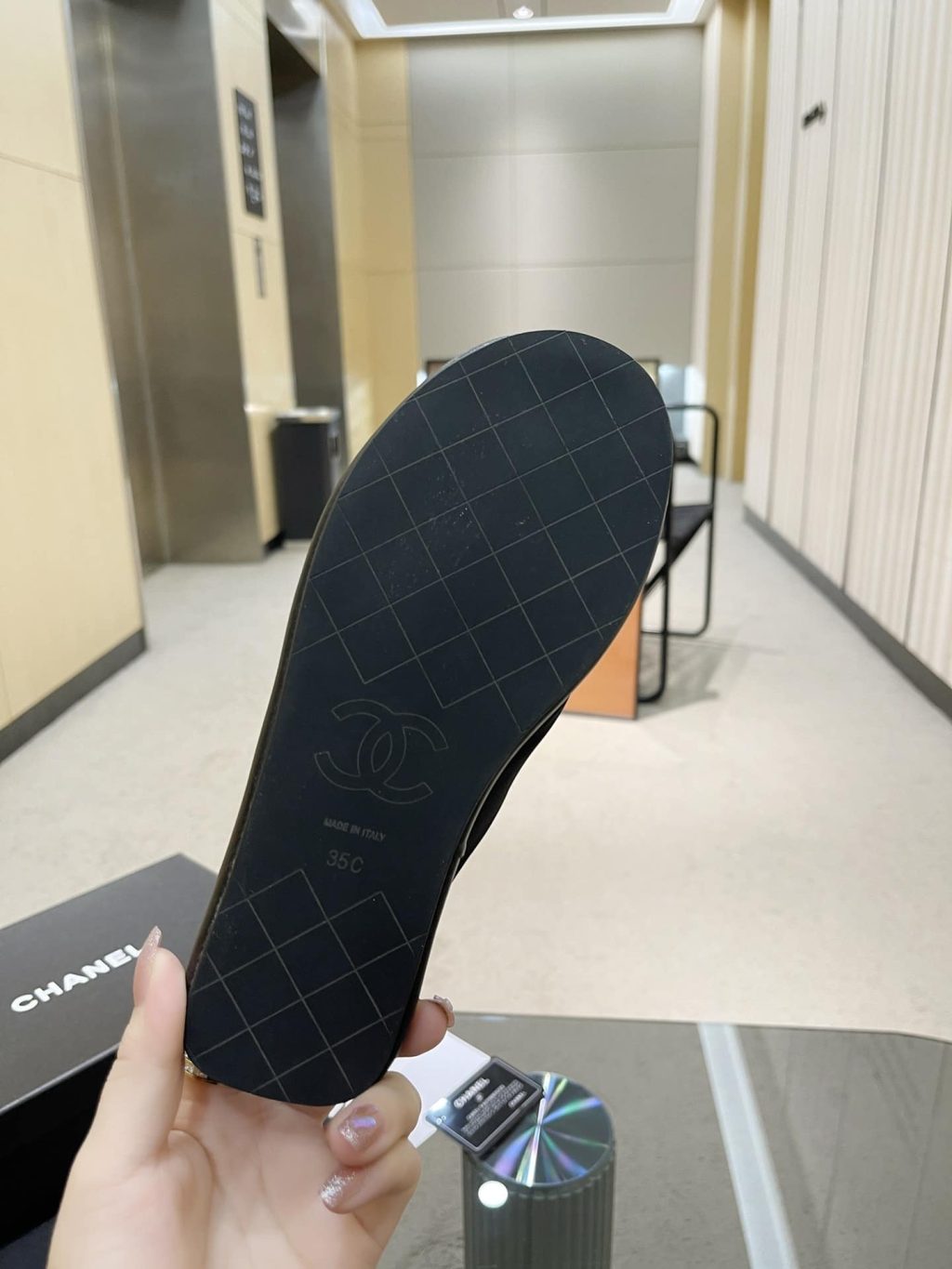 Chanel Cc Logo Criss Cross Slides Black - Image 10