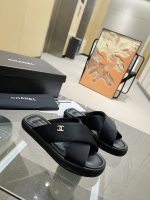 Chanel Cc Logo Criss Cross Slides Black - Image 4