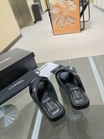Chanel Cc Logo Criss Cross Slides Black - Image 5