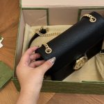 Gucci Interlocking Leather Chain Crossbody Bag Black 20Cm - Image 5