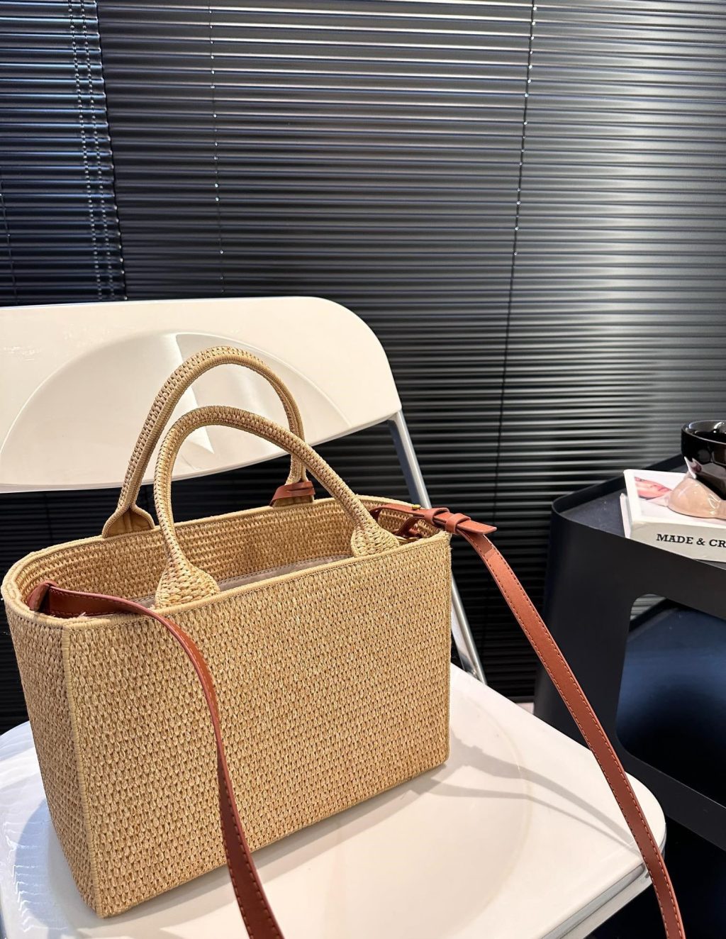 Celine Small Cabas Thais In Raffia And Leather Tan 27Cm 116302Ff7 04Lu - Image 9